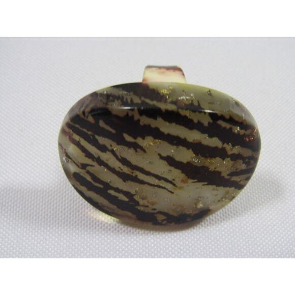 Brown Beige Natural Oval Ring 6.5" Animal Print Neutral Y2K - Picture 1 of 5